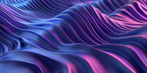 Abstract pink purple liquid metal background. Holographic chrome smooth gradient waves industrial backdrop. Shining bent surface with ripples, reflections. Swirl blue fluid melting wavy flowing motion