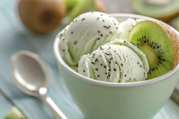 Kiwi ice-cream in cup