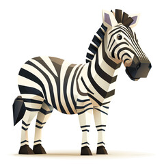 Colorful vector illustration of a cartoon zebra with distinctive black and white stripes, isolated on transparency background, PNG cut out