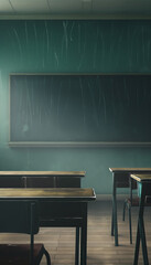 There is teacher's table but it is. Empty the class backgraund