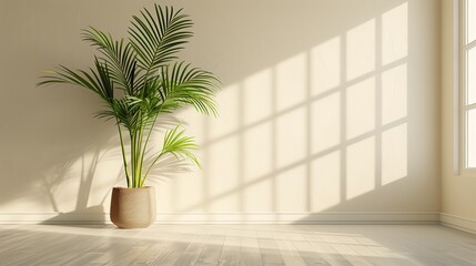Abstract, 3D rendering of a minimalistic beige background with shadows, ideal for digital design and presentations.
