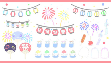 夏祭りのイラストセット⭐︎PNG