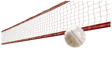 Volley ball with net isolated on a transparent background, PNG 