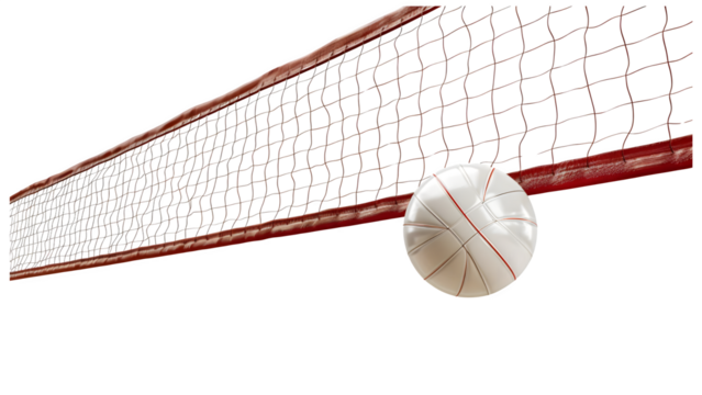 Volley ball with net isolated on a transparent background, PNG 