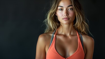 Woman With Blonde Hair Posing In Front Of Black Background