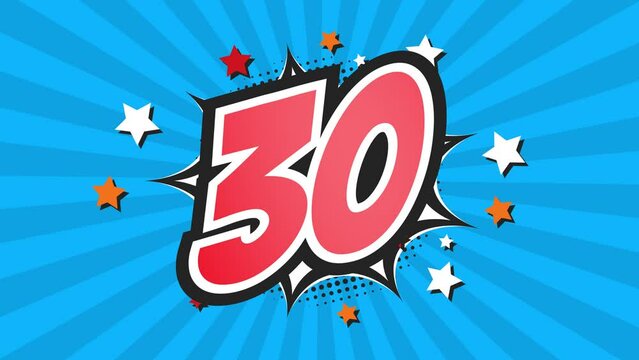 Animation of Number 30 - Thirty - 30th thirtieth