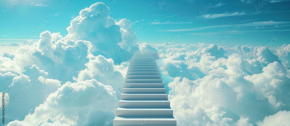 Aufkleber stairs in sky to heaven. copy space image. place for adding text or design