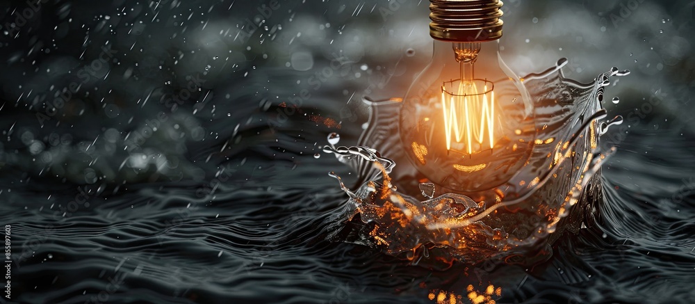 Poster lamp bulb on black water destruction please visit my portfolio for similar images. copy space image.