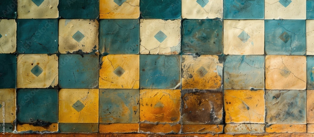 Poster tiled floor. copy space image. place for adding text and design