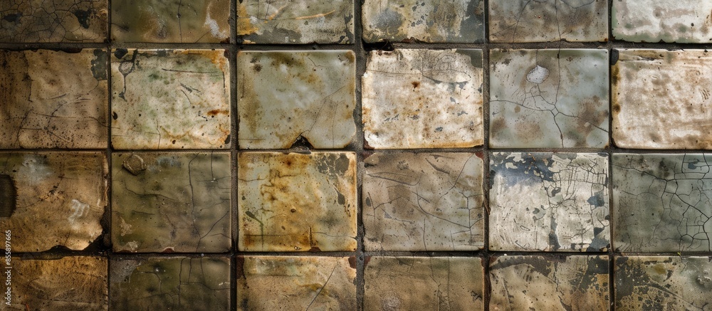 Poster grunge bathroom tiles. copy space image. place for adding text and design