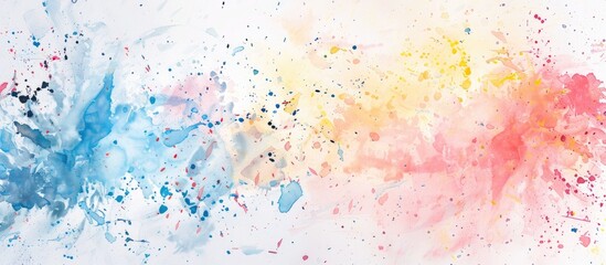 Obraz premium Isolated artistic white watercolor and ink paint splatter textures and decorative elements isolated on pastel background wall background. Copy space image. Place for adding text and design