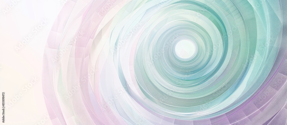 Poster concentric circular geometric spirograph design. pastel background. copy space image. place for addi