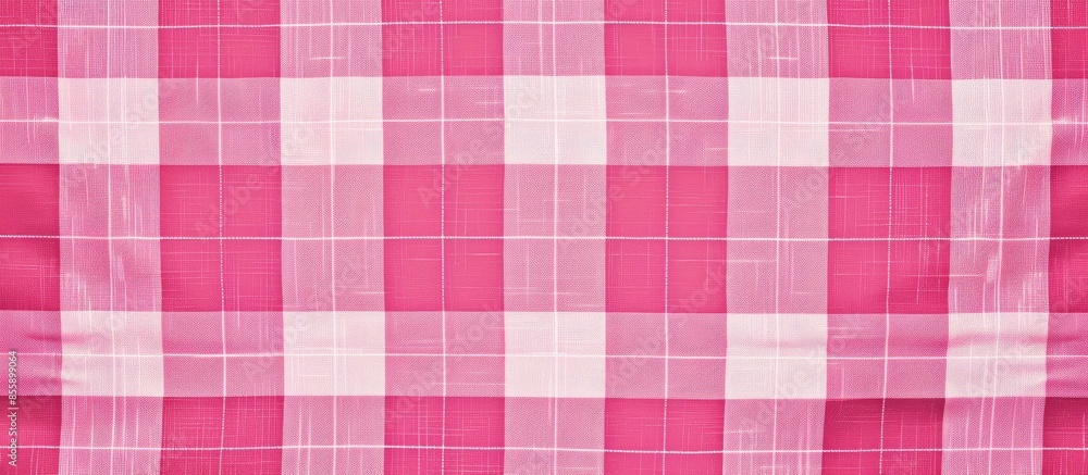 Poster pink picnic checkered plaid fabric pattern texture. stripes crossed horizontal and vertical lines.se