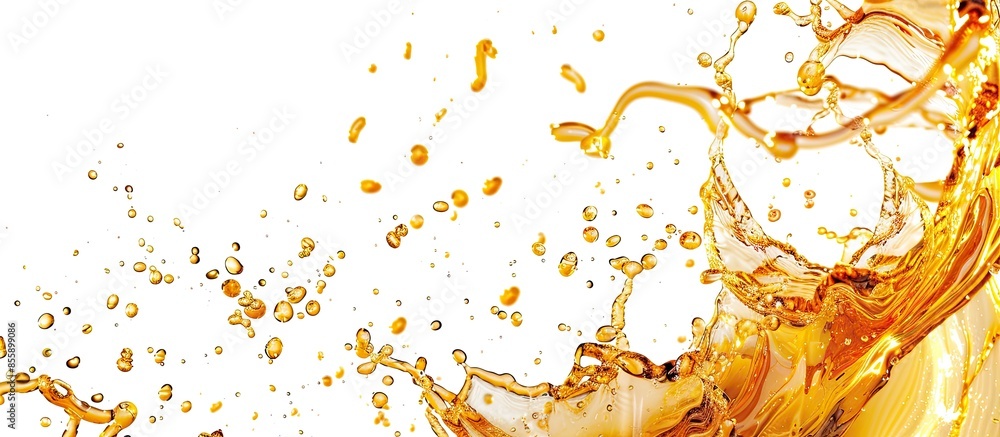 Poster oil splashing in sphere shape isolated on white background. copy space image. place for adding text 