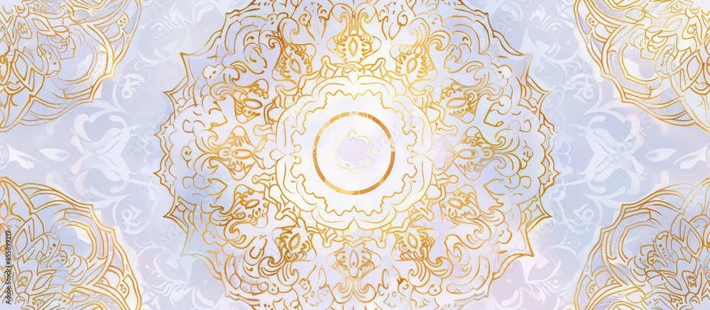 Aufkleber golden with white doodles on pastel background with golden elements. seamless golden . raster orient