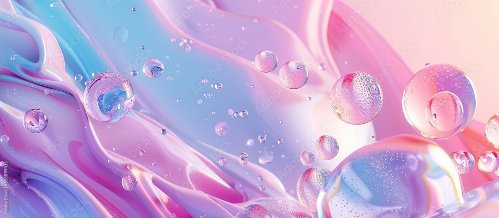 Poster of a divine isolated fluid shape with a bubble gum texture pastel background. copy space image. plac