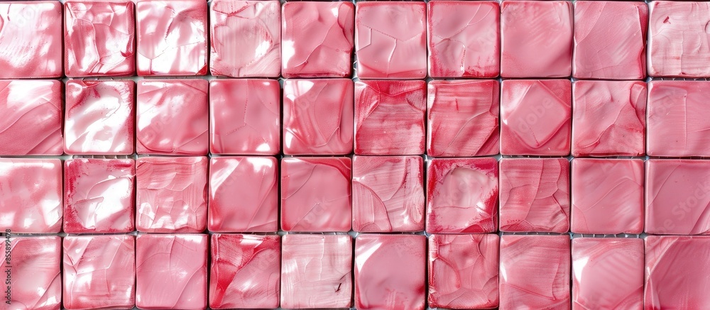 Poster pink magic tiles design for ceramic. copy space image. place for adding text and design