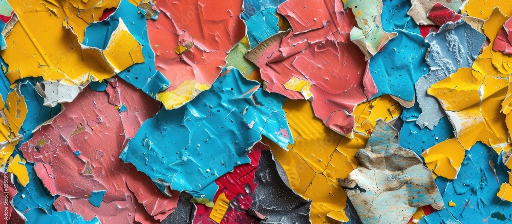 Poster weathering surface made of multicolored recycling plastic. copy space image. place for adding text o