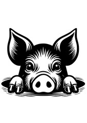 Pig SVG, Farm Animals SVG, Kunekune Pig, Farm Life SVG, Village SVG, Cow SVG, Pig Silhouette, Pig Vector, Clipart, Cut file for Cricut, SVG, JPG, PNG