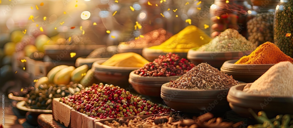 Poster spice market. copy space image. place for adding text and design