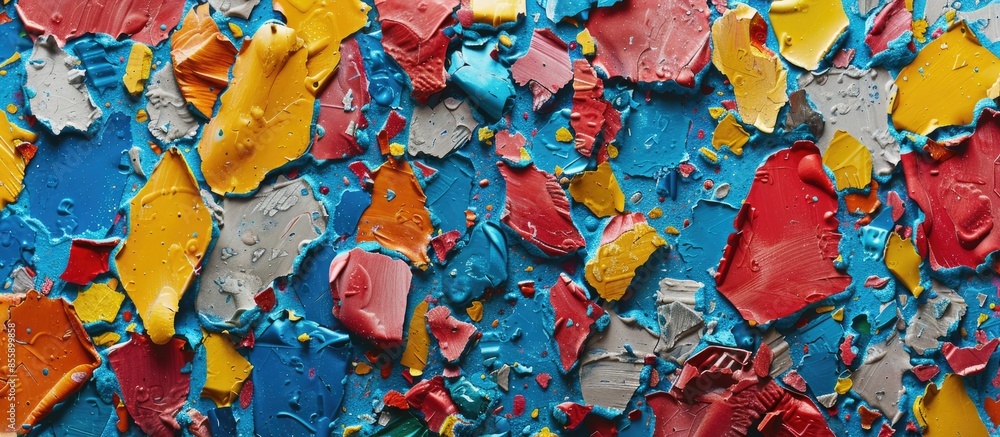Poster weathering surface made of multicolored recycling plastic. copy space image. place for adding text o