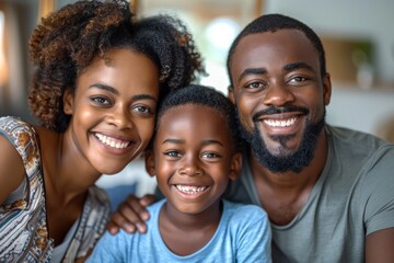  father, mother, son  smiling happily