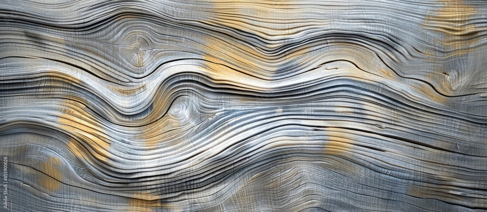 Aufkleber embossed yellow gray wood texture with wavy lines and wood fibers, volume effect, close-up abstract 