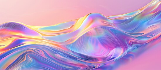 Fototapeta premium Abstract colorful art background. Holographic geometric shape form floating isolated on pastel background isolated background. memphis style. Copy space image. Place for adding text and design