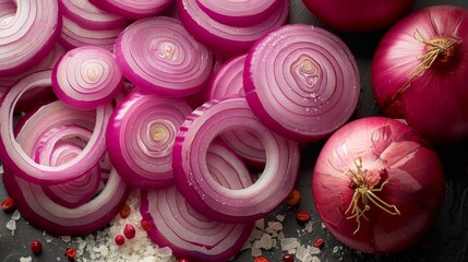 thinly sliced red onions