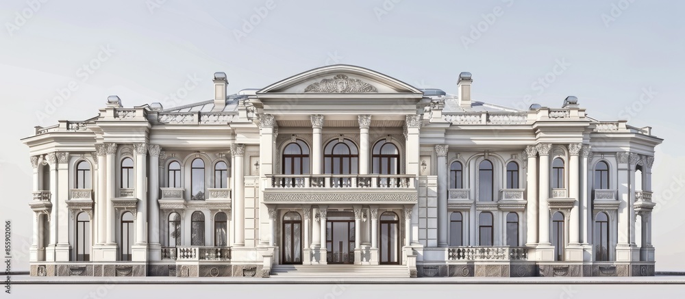 Poster facade design for neo classic villa. copy space image. place for adding text and design