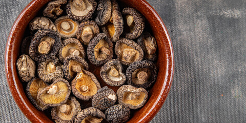 dried mushroom shiitake food snack on the table copy space food background rustic top viewvegan food