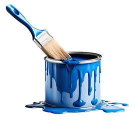 Paint tin can with dripping blue paint
