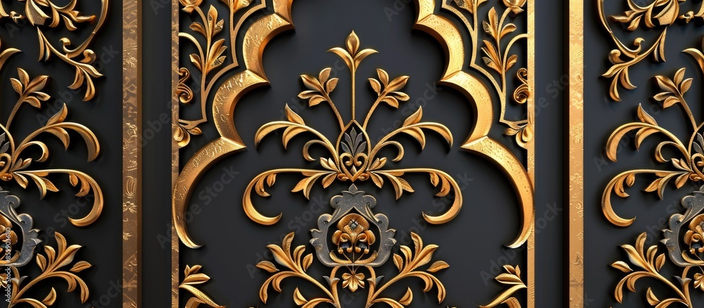 Poster laser cutting design for temple, mandir jali, partition. copy space image. place for adding text and