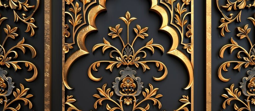 Laser cutting design for temple, Mandir Jali, Partition. Copy space image. Place for adding text and design