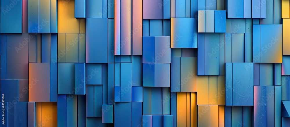 Aufkleber colorful background consisting of blue rectangle in a row next to each other. mosaic of geometric el