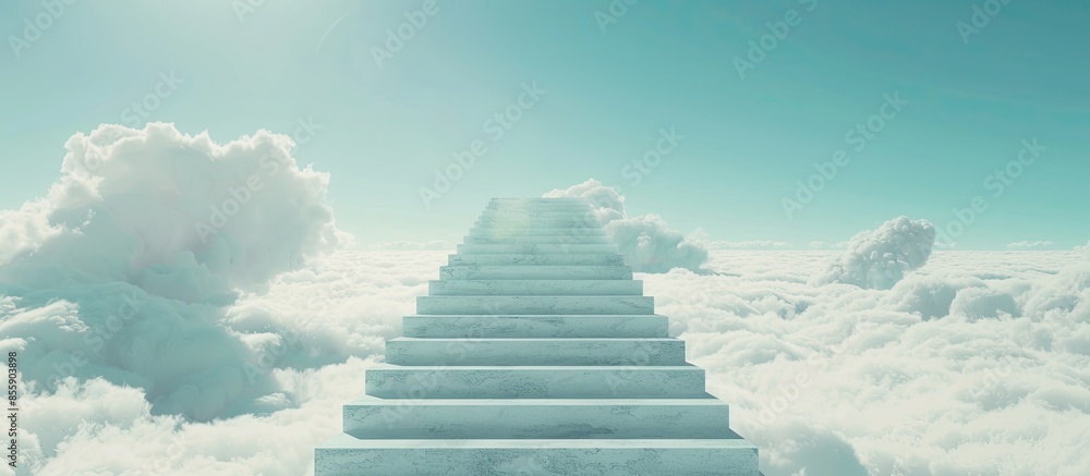 Poster stairs in sky to heaven. copy space image. place for adding text or design