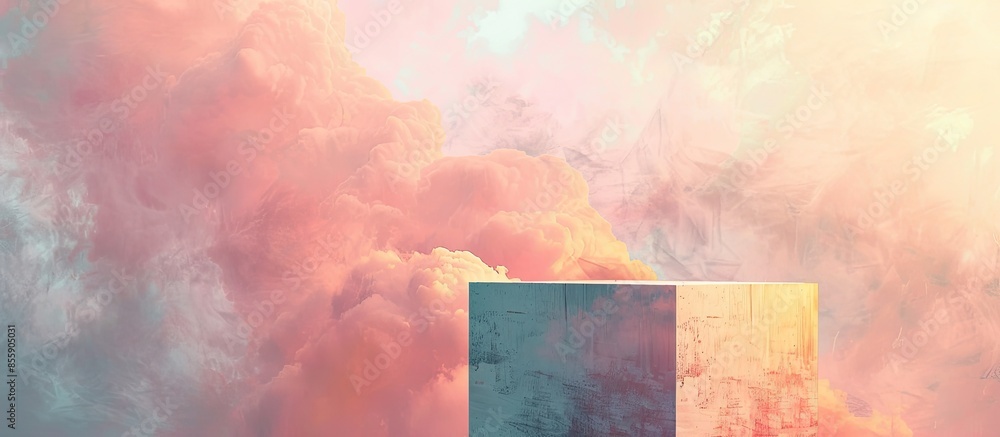 Poster climb on a pedestal. pastel background abstract. copy space image. place for adding text and design