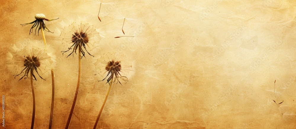 Poster dandelion vintage background. copy space image. place for adding text or design