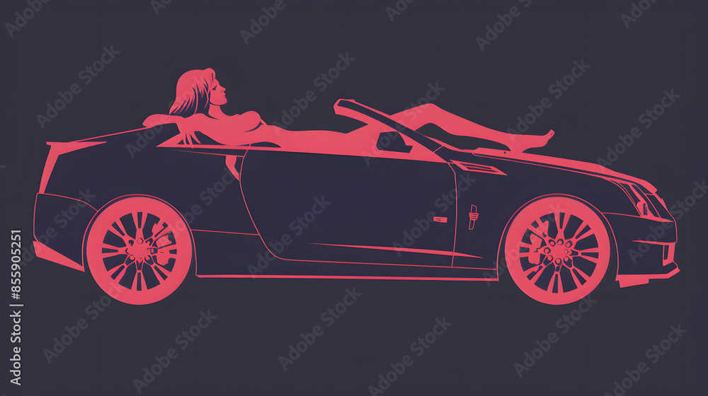 Canvas Prints a silhouette of a woman reclining on car