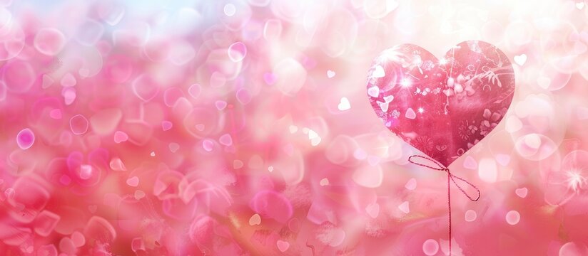 Pink Valentine Greeting Wallpaper, blurred and out of focus drawings are intentional for artistic purpose. Copy space image. Place for adding text and design