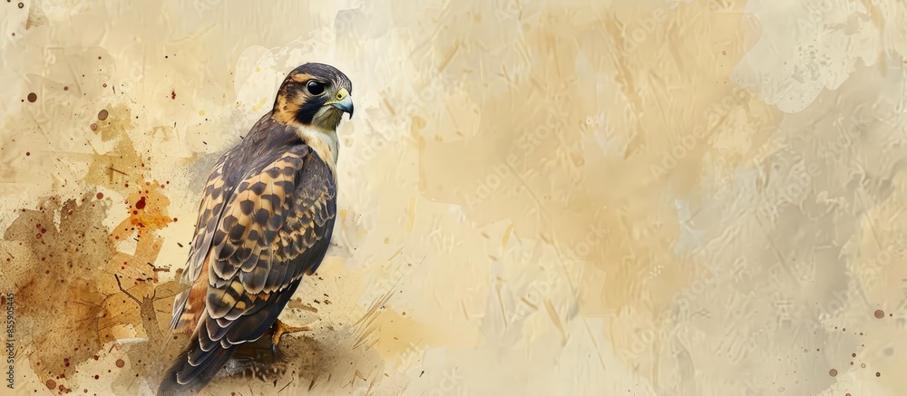 Aufkleber eurasian hobby is small hawk bird. copy space image. place for adding text and design