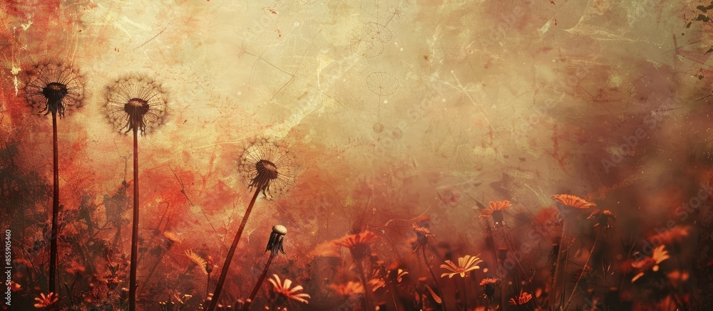 Aufkleber dandelion vintage background. copy space image. place for adding text or design