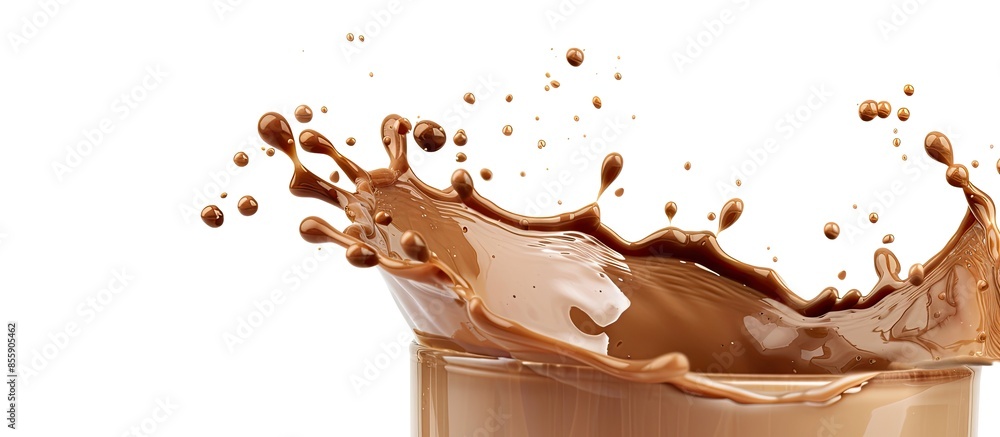 Wall mural coffee / chocolate milk splash Isolated on white background. Copy space image. Place for adding text or design