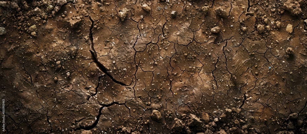 Poster cracked soil texture and background of ground earth background. copy space image. place for adding t
