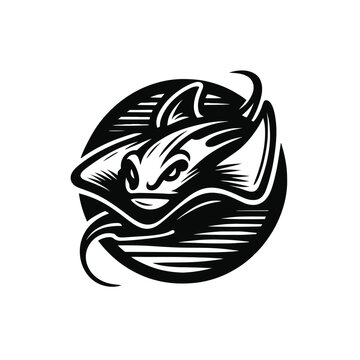recommend clip art: stingray logo mascot in black and white silhouette