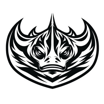 recommend clip art: cartoon illustration of a stingray in black and white silhouette