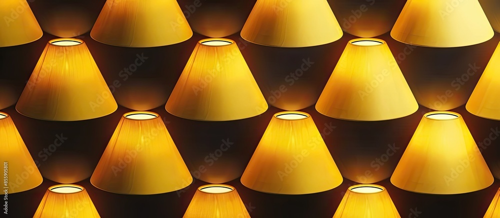Poster floor lamp pattern seamless repeat geometric yellow for any design. copy space image. place for addi
