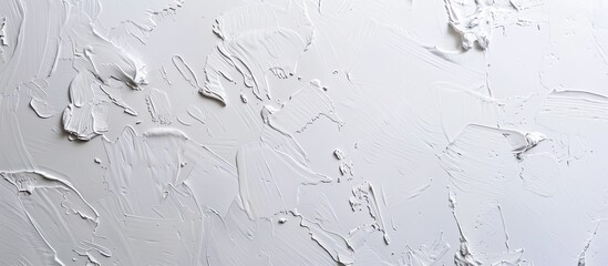 Painting of walls in a white color. Close-up house paint roller, home improvements, horizontal view with copy space. Copy space image. Place for adding text or design