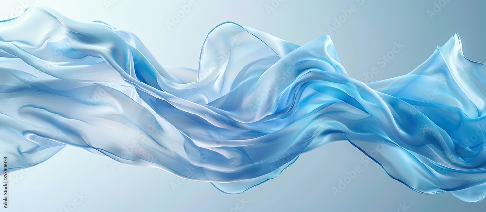 Poster blue silk flying on pastel background. abstract texture. copy space image. place for adding text and