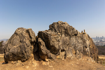 big rock and small stone tower